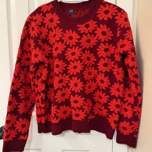 Splendid Red Floral Crew Neck Sweater